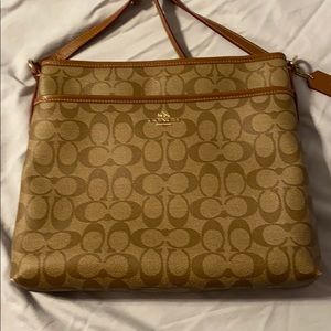 Coach Signature File Crossbody Bag: Khaki/Brown